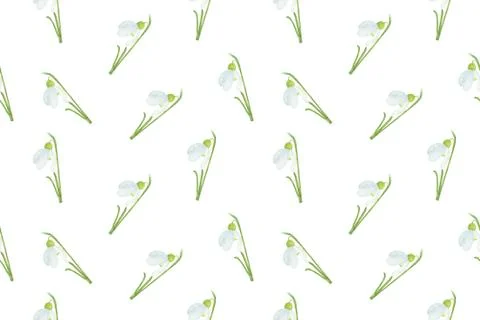 A repeat pattern of snowdrops, the first spring flowers Stock Illustration