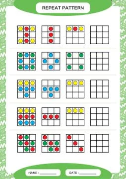 Repeat pattern. Square with colorfull circles. Special for preschool kids Stock Illustration