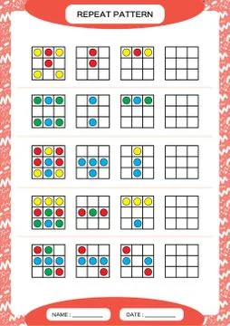 Repeat pattern. Square with colorfull circles. Special for preschool kids Stock Illustration