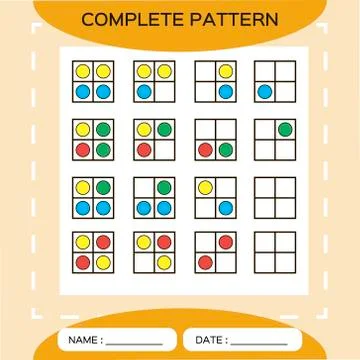 Repeat pattern. Square grid 2x2 with colorfull circles. Special for preschool Stock Illustration
