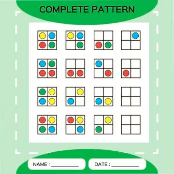 Repeat pattern. Square grid 2x2 with colorfull circles. Special for preschool Stock Illustration