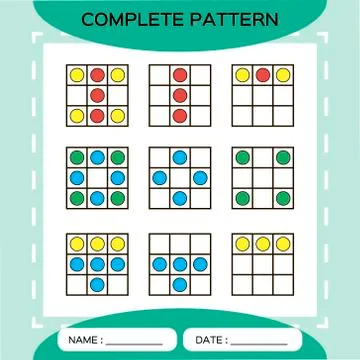 Repeat pattern. Square grid 3x3 with colorfull circles. Special for preschool Stock Illustration