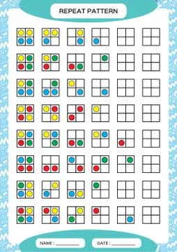 Repeat pattern. Square grid with colorfull circles. Special for preschool kids Stock Illustration