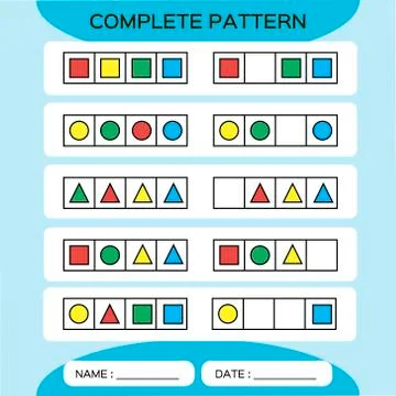 Repeat pattern. Square grid with colorfull shapes. Special for preschool kids Illustrazione stock