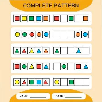 Repeat pattern. Square grid with colorfull shapes. Special for preschool kids Stock Illustration