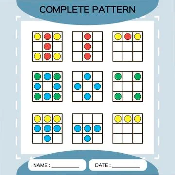 Repeat pattern. Square grid with colorfull circles. Special for preschool kids Stock Illustration
