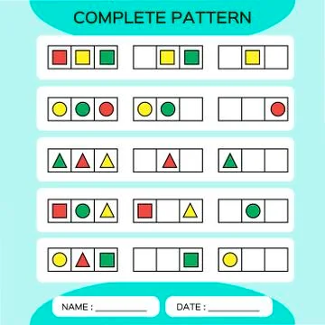 Repeat pattern. Square grid with colorfull shapes. Special for preschool kids Stock Illustration