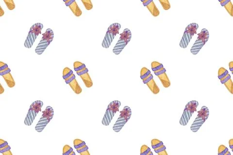 Repeat pattern of summer beach elements Stock Illustration