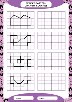 Repeat Pattern. Tracing Lines Activity, Special for preschool kids. Worksheet Stock Illustration
