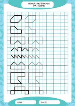 Repeat Pattern. Tracing Lines Activity, Special for preschool kids. Worksheet Stock Illustration