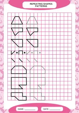 Repeat Pattern. Tracing Lines Activity, Special for preschool kids. Worksheet Stock Illustration