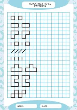 Repeat Pattern. Tracing Lines Activity, Special for preschool kids. Worksheet Stock Illustration