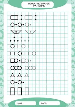 Repeat Pattern. Tracing Lines Activity, Special for preschool kids. Worksheet Stock Illustration