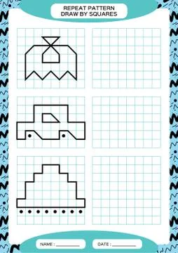 Repeat Pattern. Tracing Lines Activity, Special for preschool kids. Worksheet 스톡 일러스트