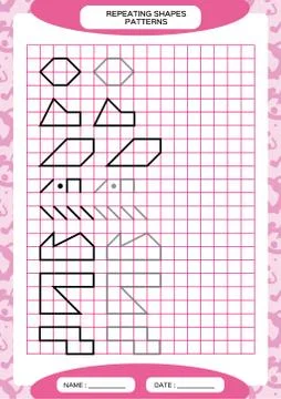 Repeat Pattern. Tracing Lines Activity, Special for preschool kids. Worksheet Stock Illustration