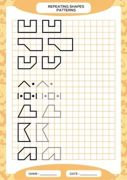 Repeat Pattern. Tracing Lines Activity, Special for preschool kids. Worksheet Stock Illustration
