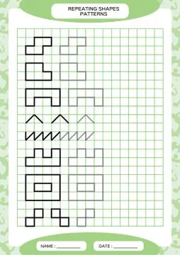Repeat Pattern. Tracing Lines Activity, Special for preschool kids. Worksheet Stock Illustration