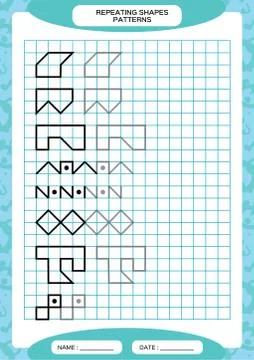 Repeat Pattern. Tracing Lines Activity, Special for preschool kids. Worksheet Stock Illustration