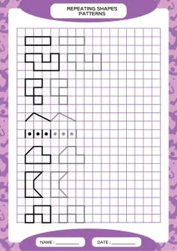 Repeat Pattern. Tracing Lines Activity, Special for preschool kids. Worksheet Stock Illustration