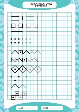 Repeat Pattern. Tracing Lines Activity, Special for preschool kids. Worksheet Stock Illustration