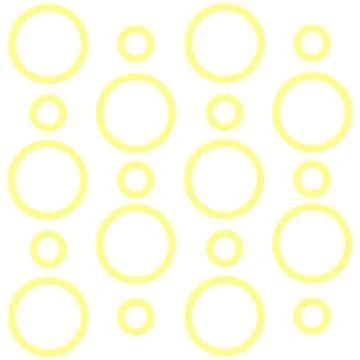 Repeat Pattern of Yellow Loop Rings in Random on White Isolated. Pale Golden Stock Illustration