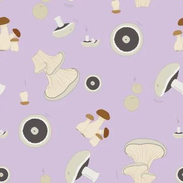 Repeat print - mushrooms on a lilac background Stock Illustration