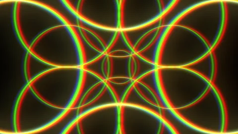 Repeat pulse neon circles pattern on black gradient Stock Footage 242448744