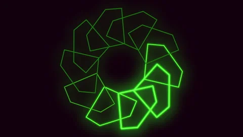 Repeat pulse neon diamond pattern on black gradient Stock Footage 245728605