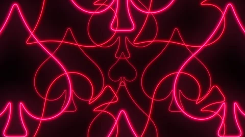 Repeat pulse neon red spades pattern on black gradient Stock Footage 242448512