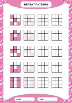 Repeat purple pattern. Cube grid with squares. Special for preschool kids 스톡 일러스트