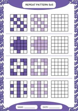 Repeat purple pattern. Cube grid with squares. Special for preschool kids Illustrazione stock