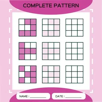 Repeat purple pattern. Cube grid with squares. Special for preschool kids Stock Illustration
