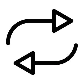 Repeat reload arrow icon linear logo mark in black and white Stock Illustration