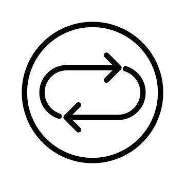 Repeat reload arrow icon linear logo mark in black and white Stock Illustration