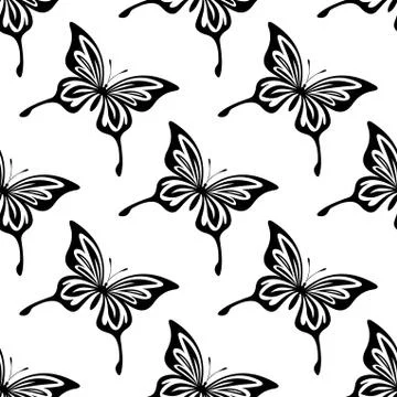 Repeat seamless pattern of butterflies Illustrazione stock