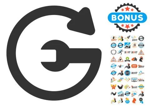 Repeat Service Icon With 2017 Year Bonus Pictograms Illustrazione stock