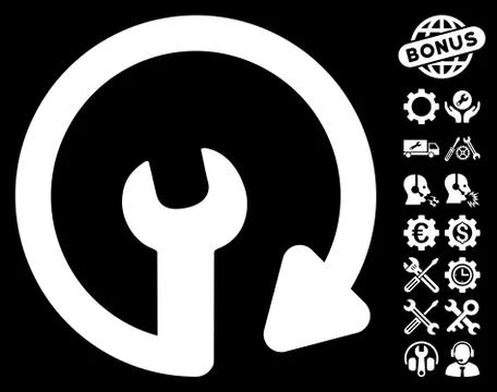 Repeat Service Vector Icon with Tools Bonus Stock Illustration
