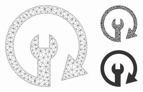 Repeat Service Vector Mesh Carcass Model and Triangle Mosaic Icon Illustrazione stock