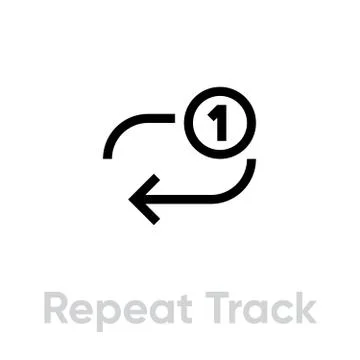 Repeat track music player icon. Editable line vector. 스톡 일러스트