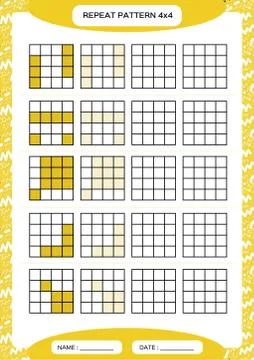 Repeat yellow pattern. Cube grid with squares. Special for preschool kids Stock Illustration
