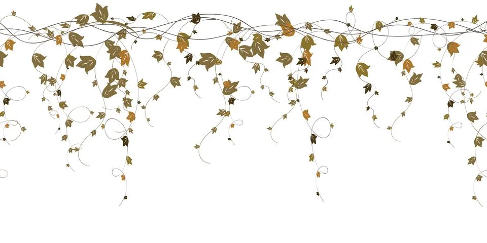 Repeatable autumn leaves branch vector border design Stock Illustration
