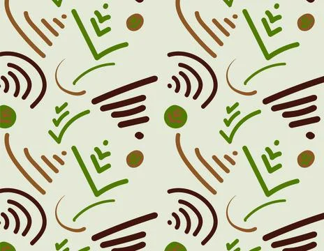 Repeatable brush design, straight and curved lines, Hand drawn Brushes patter Stock Illustration
