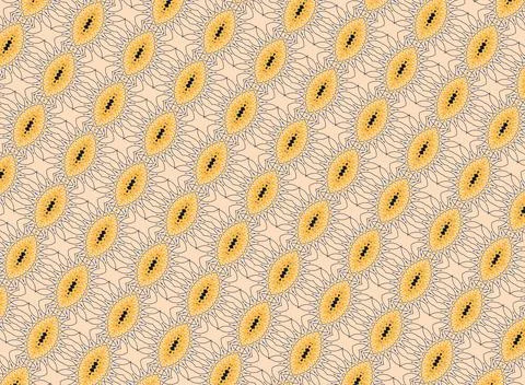 Repeatable decorative tile pattern in mango, maize, ivory, periwinkle, peach mis Stock Illustration
