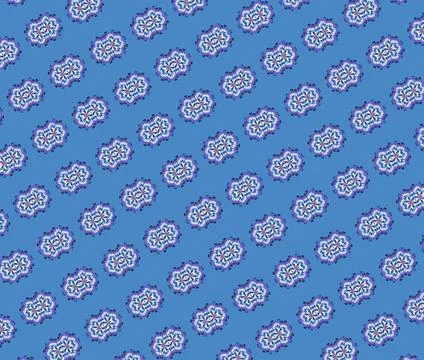 Repeatable decorative tile pattern rendered in pale ice, medium blue, denim.. Stock Illustration