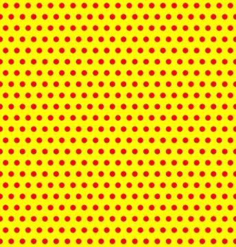 Repeatable duotone, yellow-red pop-art polka dot pattern. Stock Illustration