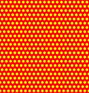 Repeatable duotone, yellow-red pop-art polka dot pattern. 스톡 일러스트