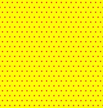 Repeatable duotone, yellow-red pop-art polka dot pattern. 스톡 일러스트