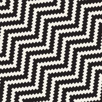 Repeatable geometric grid texture. Vector seamless pattern. Monochrome zigz.. Illustrazione stock