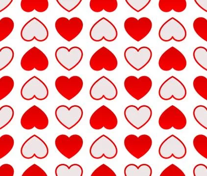Repeatable heart pattern, heart background, vector graphics. 스톡 일러스트