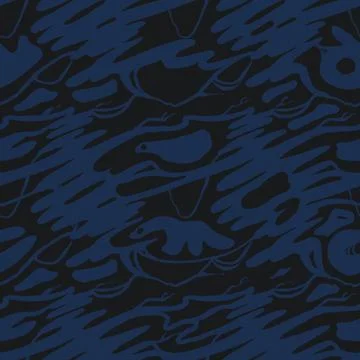 A repeatable pattern with abstract forms reminding animals in dark blue on a  Stock Illustration